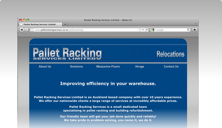 Pallet Racking Services Website by ditto