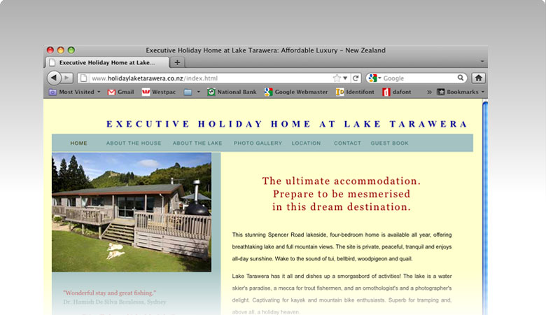 Executive Holiday Home at Lake Tarawera Website by ditto